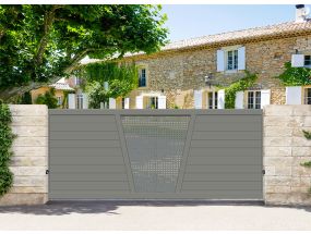 Portail coulissant alu semi-ajouré - ÉLÉGANCE