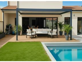 Pergola bioclimatique adossée - ZENSUN - 5x3.5m