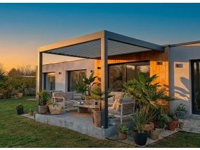 Pergola bioclimatique adossée - ZENSUN - 3x3m