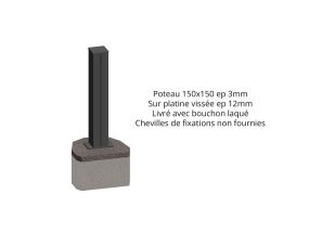 Poteau Aluminium sur platine